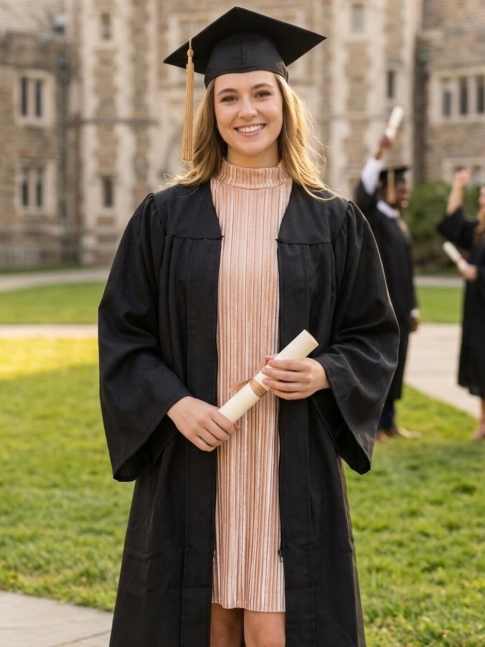 Luxology Blush Pink Crushed Velvet Graduation Dress Sleeveless